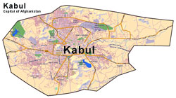 kabul map, the capital city of Afghanistan