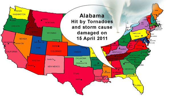Alabama tornadoes bigger size location map