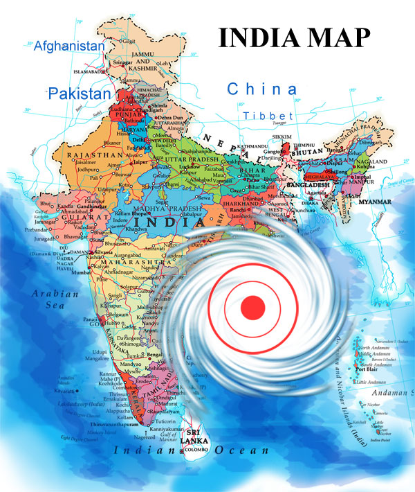 India cyclone location map