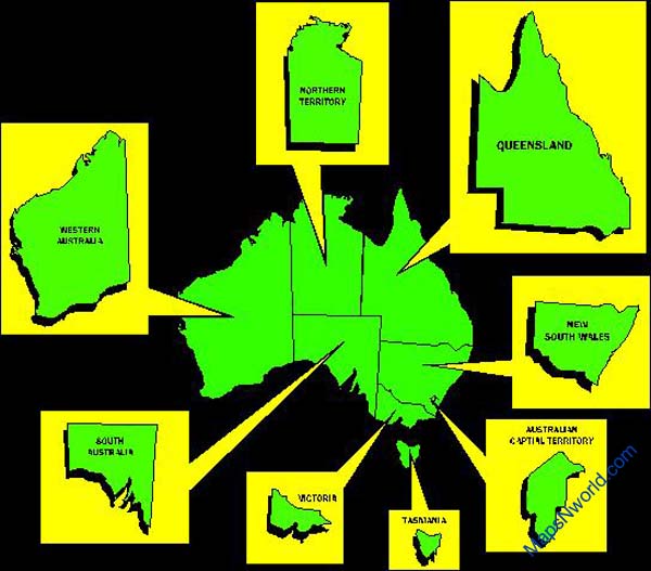 Australian state outline map