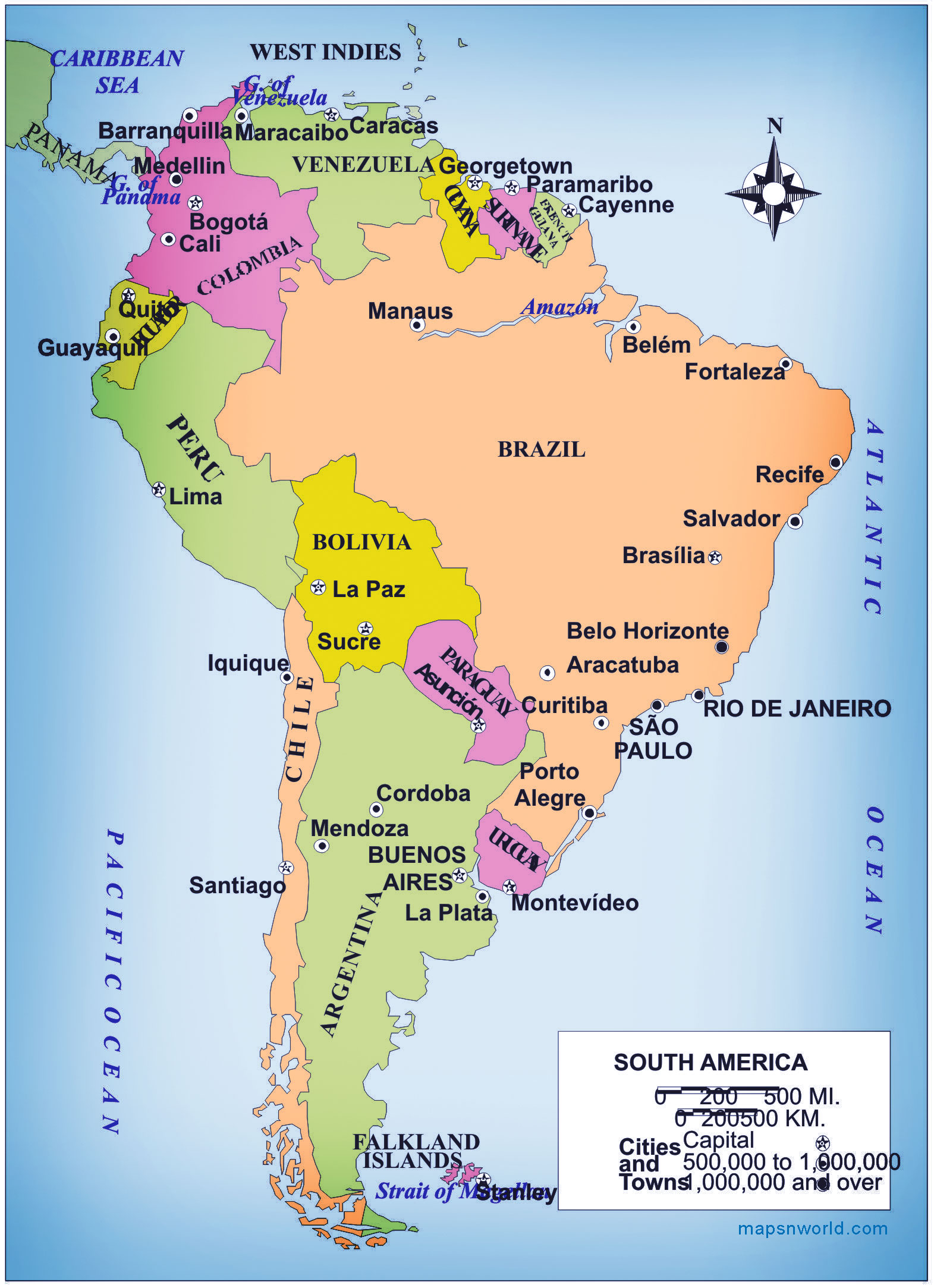 South America Map In Bigger Size South America Map In Bigger Size