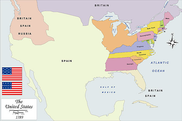 History map of USA 1789