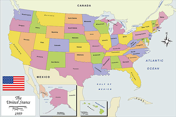 History map of USA 1959