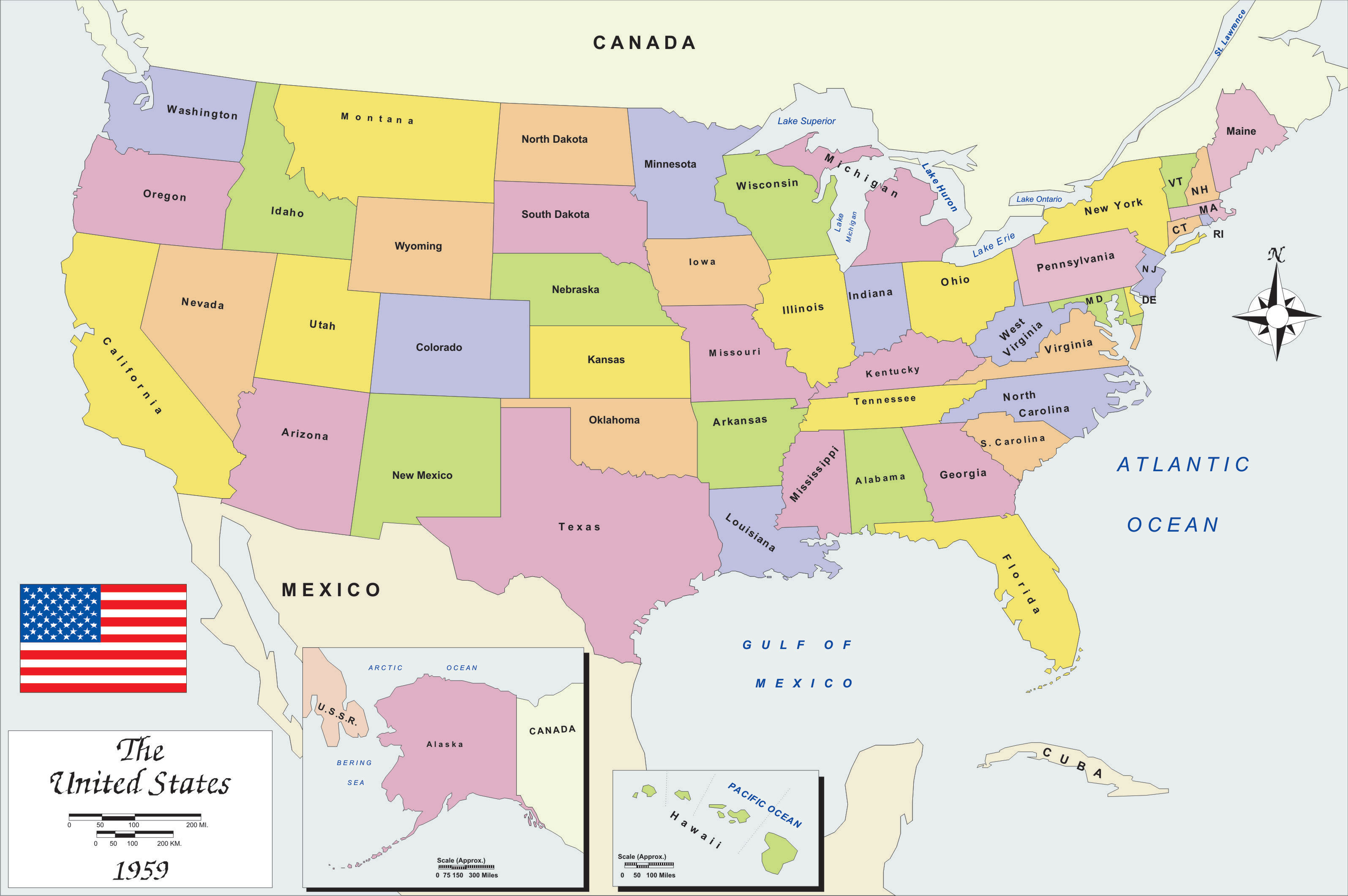 History map of USA 1959