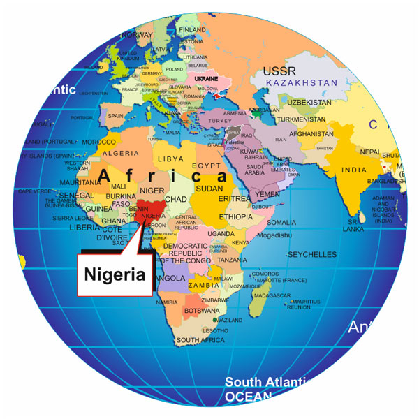 Where is Nigeria on the globe