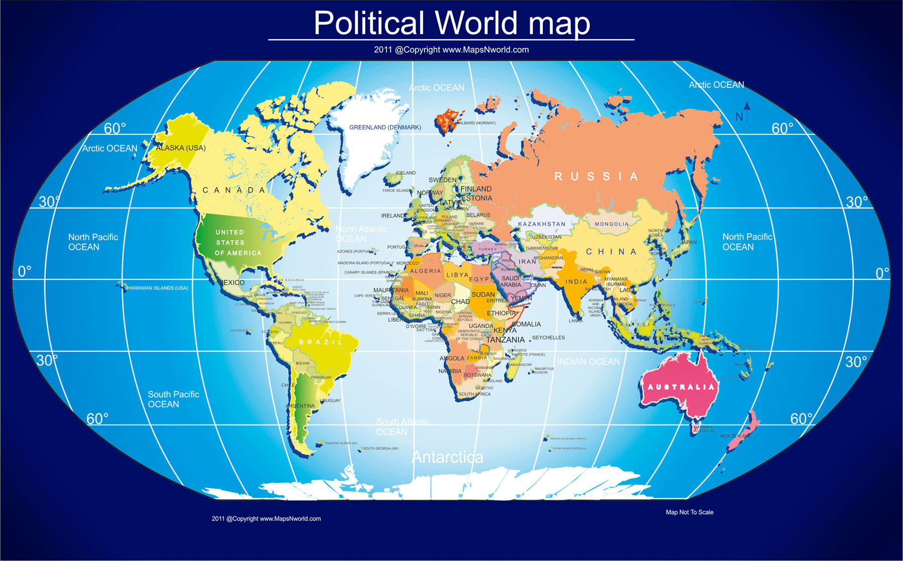 Political World Map 1800 Pixel Size