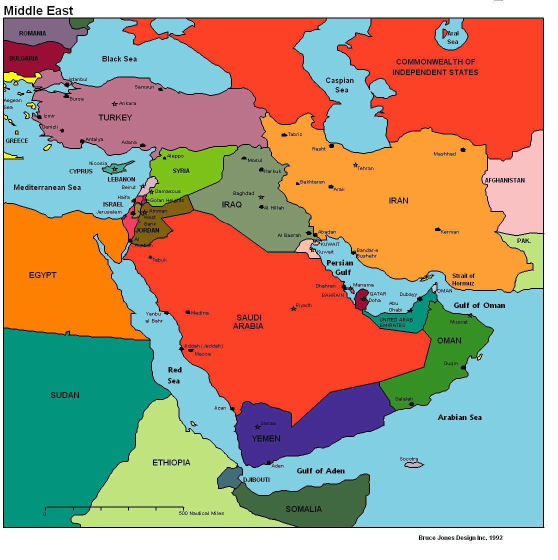 Printable Middle East Map