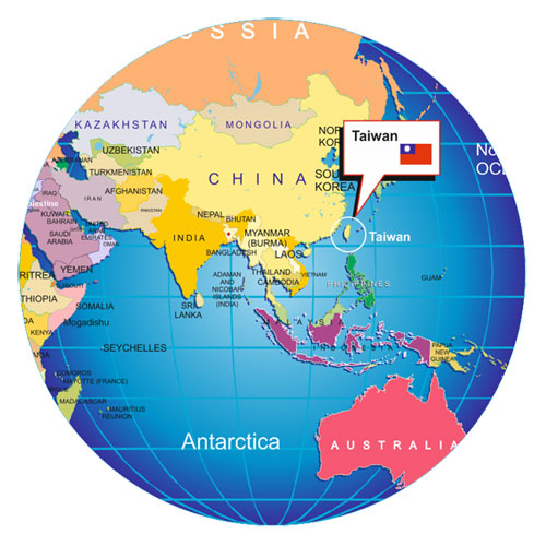 where is Taiwan on the Globe