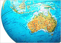 Australia location map on the globe