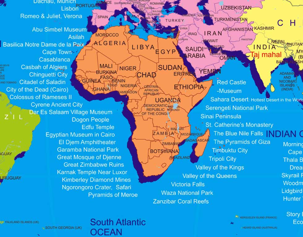 Travel map Africa