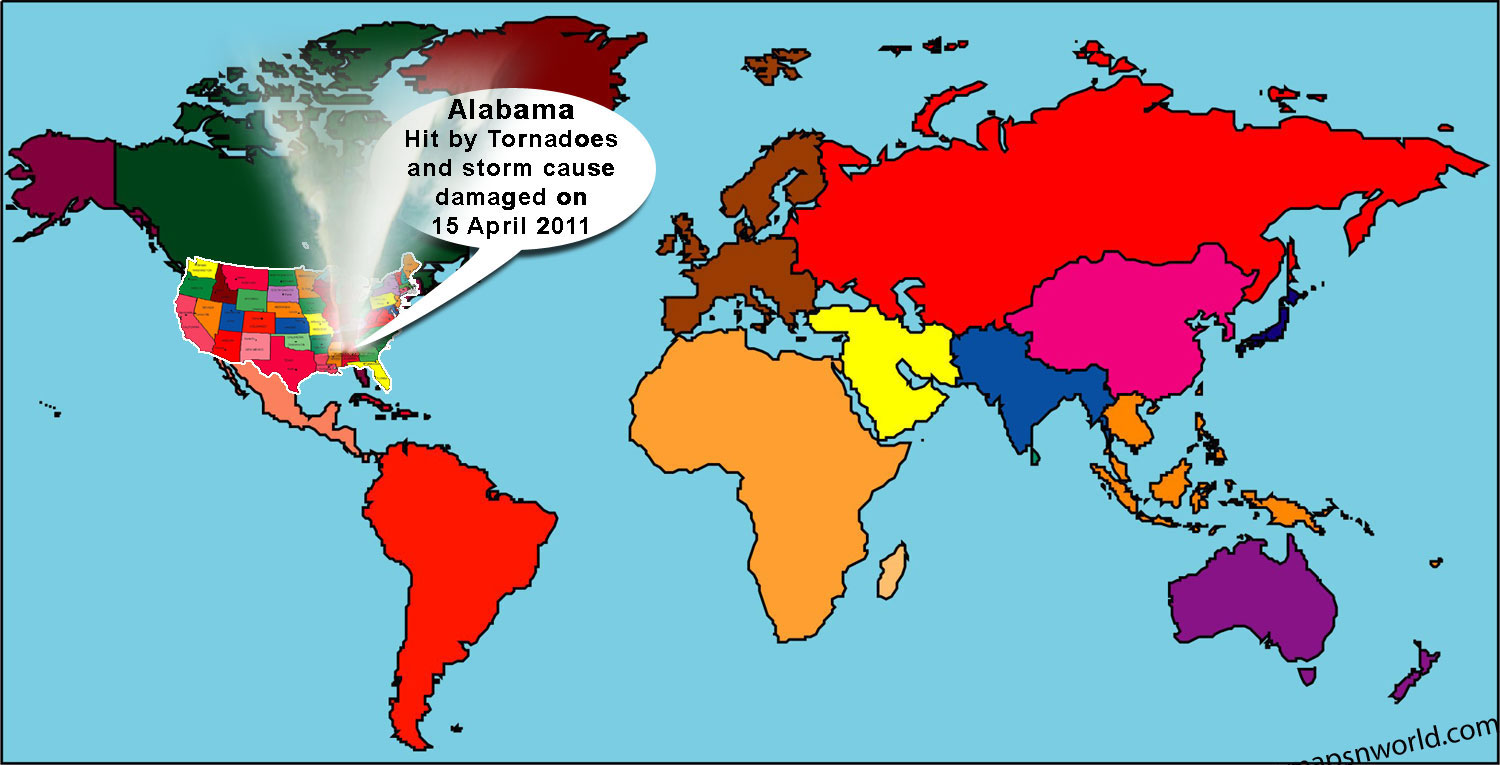 Alabama Tornadoes location