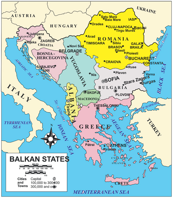Balkan states map, Balkan Countries