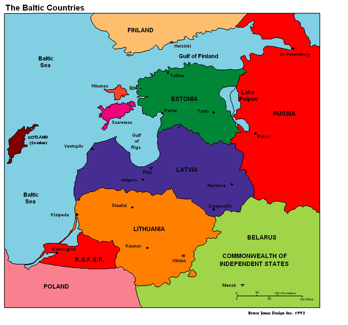 Baltic countries Political map,